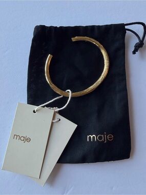 Maje Paris Weekly Gold Open Cuff Bangle Bracelet - Sz sm/med (6-6.5)